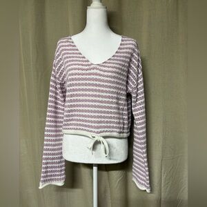 Pink Rose Lavender & White Striped Knit Top